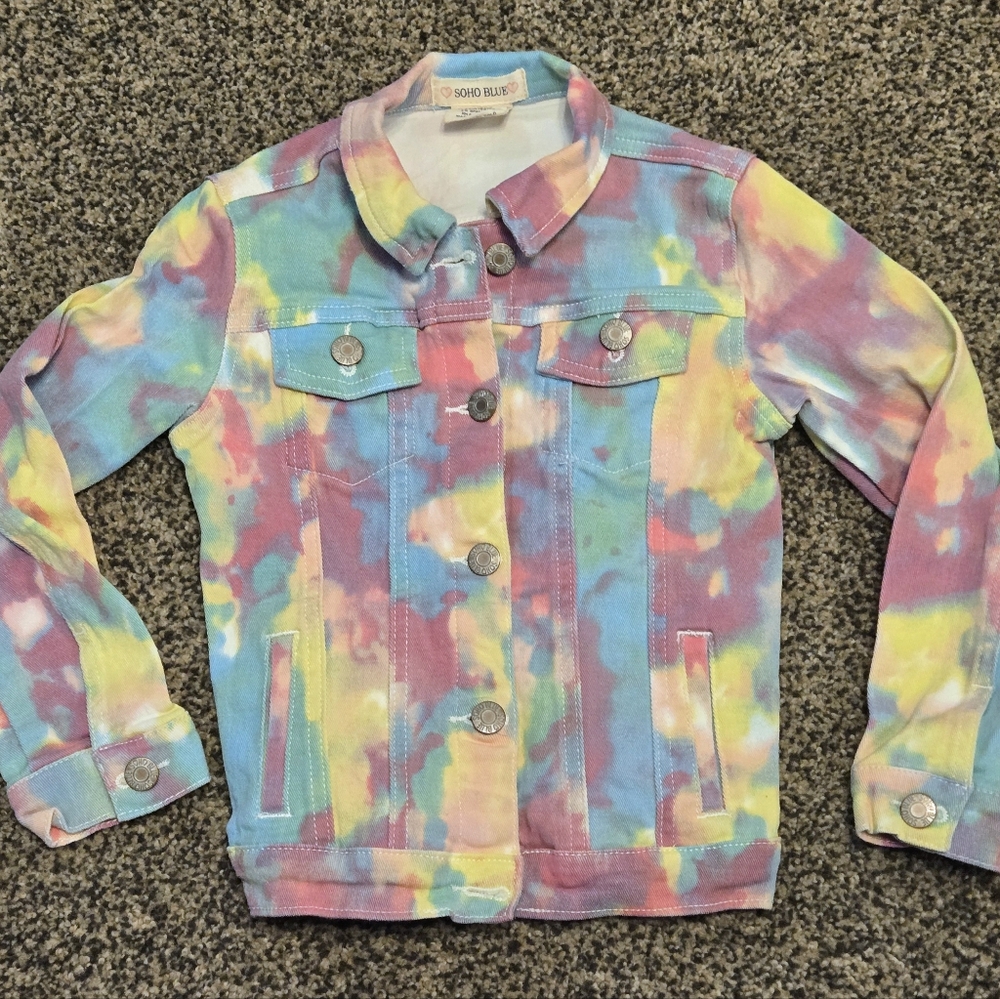 Soho Blue Tie Dye Jean Jacket (Size 6x)